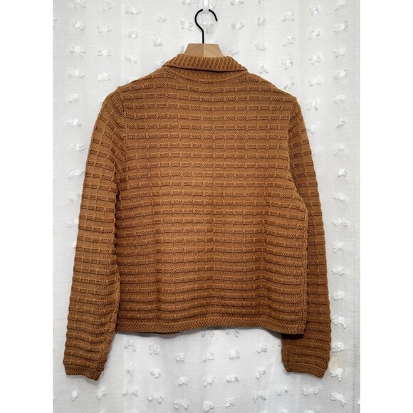 Talbots Textured Polo Cardigan NWT $129 color  CAFE Size Large - Picture 5 of 6